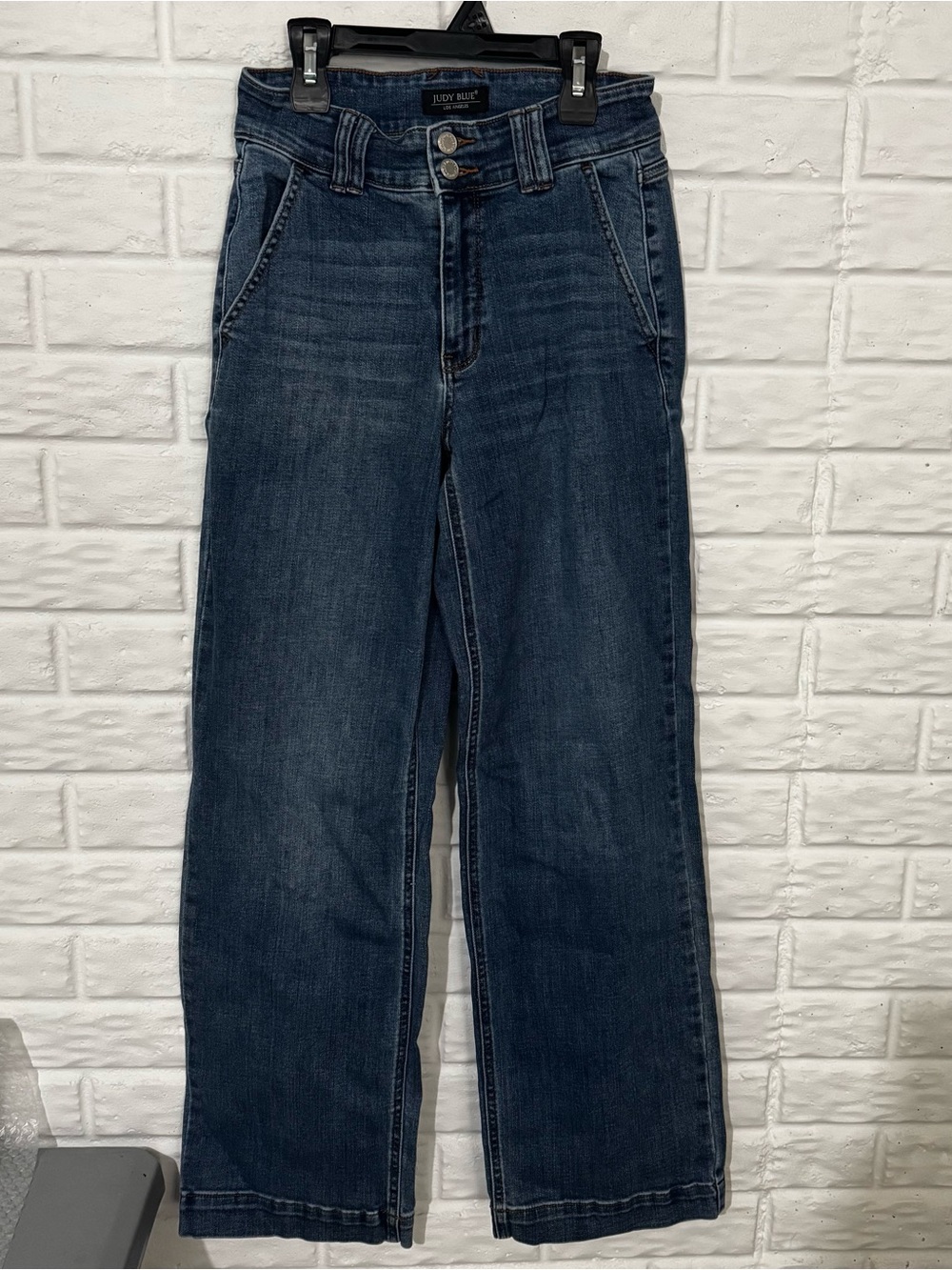 Judy Blue Wide Leg Jeans Women’s 5/27 Mid Rise Stretch Medium Wash Denim